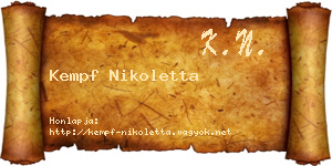 Kempf Nikoletta névjegykártya